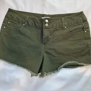Refuge Olive Green Jean Shorts